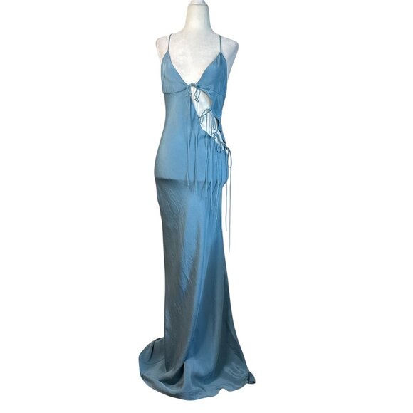 Christopher Esber Slope Tie Silk Dress in Mare 2 New Womens Long Maxi Gown - Picture 5 of 16